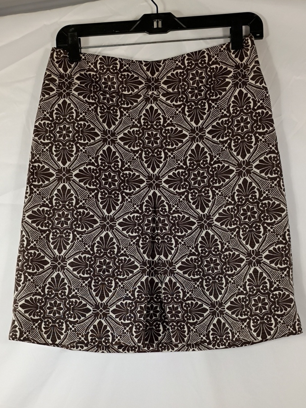 EUC ANN TAYLOR LOFT Floral Silk Blend Skirt Sz 2 Brown Pleated Front Lined